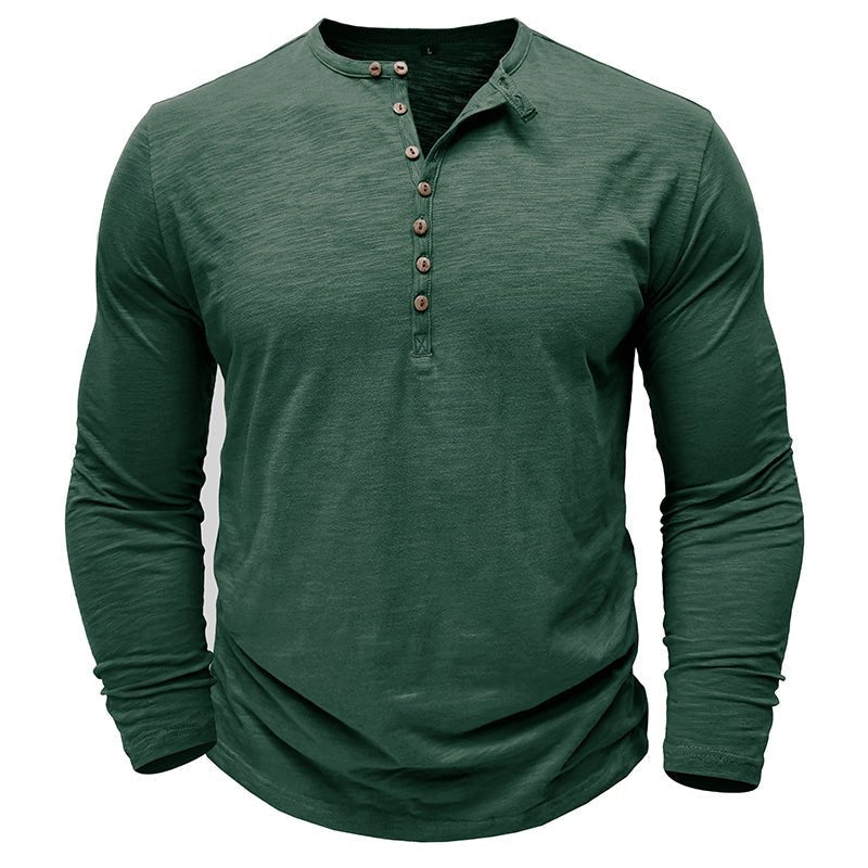 Mens Henley Shirt with Long Sleeve and Soft Breathable Knit, Regular Fit
