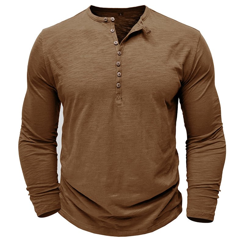 Mens Henley Shirt with Long Sleeve and Soft Breathable Knit, Regular Fit