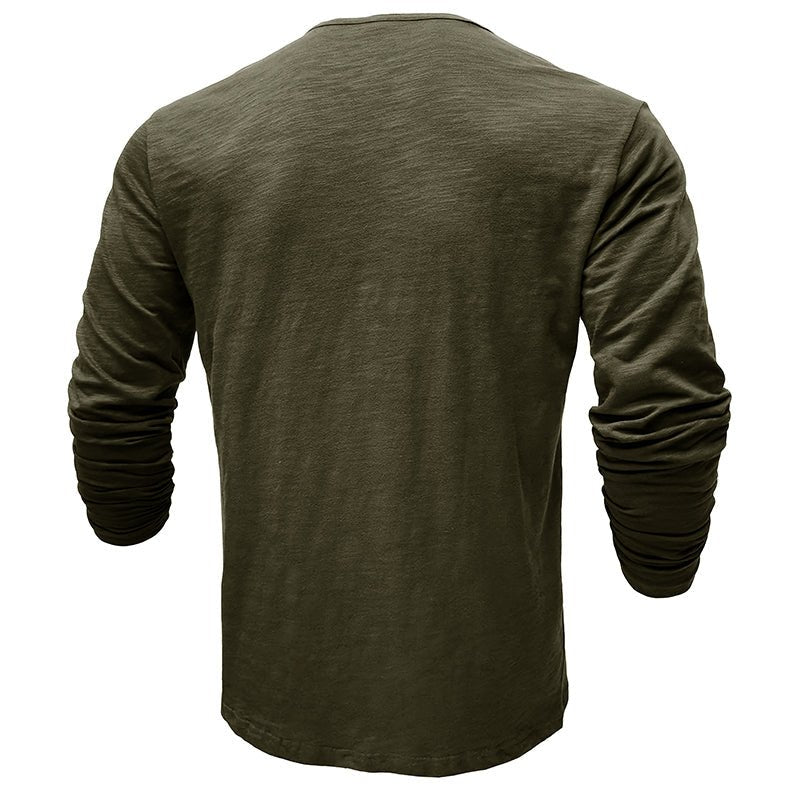 Mens Henley Shirt with Long Sleeve and Soft Breathable Knit, Regular Fit