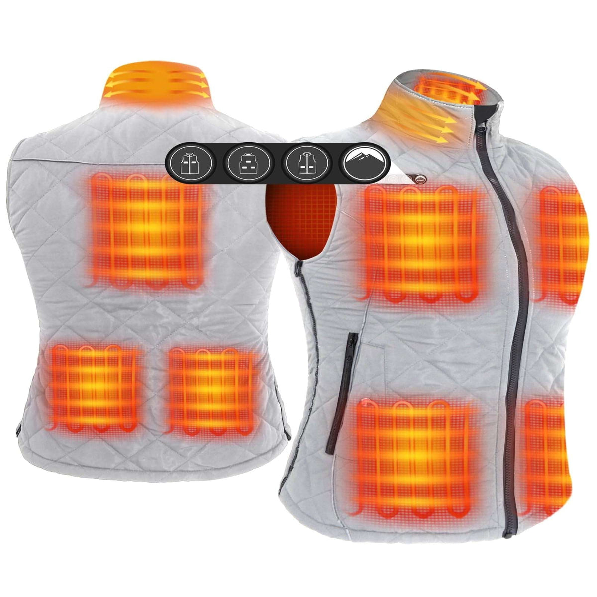 ARRIS Heated Vest for Women, Size Adjustable 7.4V Electric Warm Vest 8 Heating Panels with Battery Pack(Grey White)