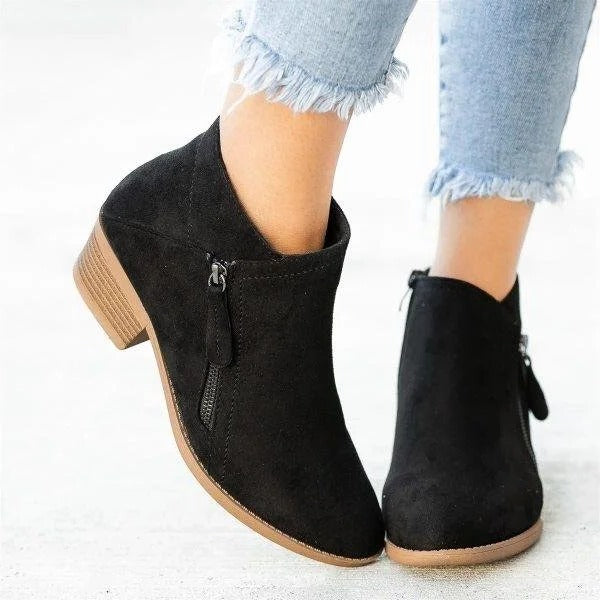Heel Boots with Three Zone Arch Support and Side Zipper Closure