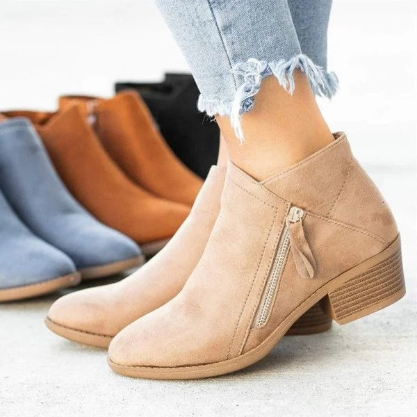 Heel Boots with Three Zone Arch Support and Side Zipper Closure