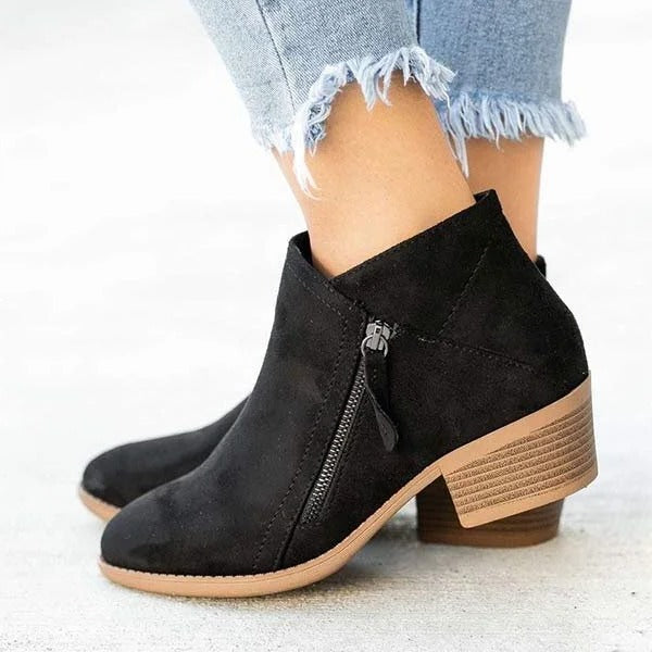 Heel Boots with Three Zone Arch Support and Side Zipper Closure