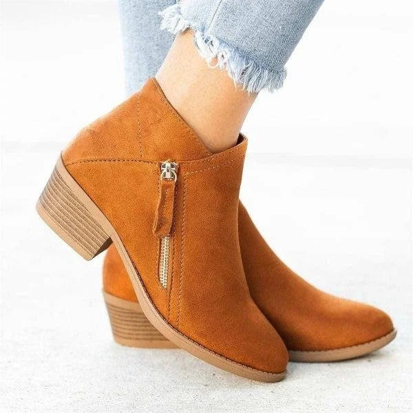 Heel Boots with Three Zone Arch Support and Side Zipper Closure