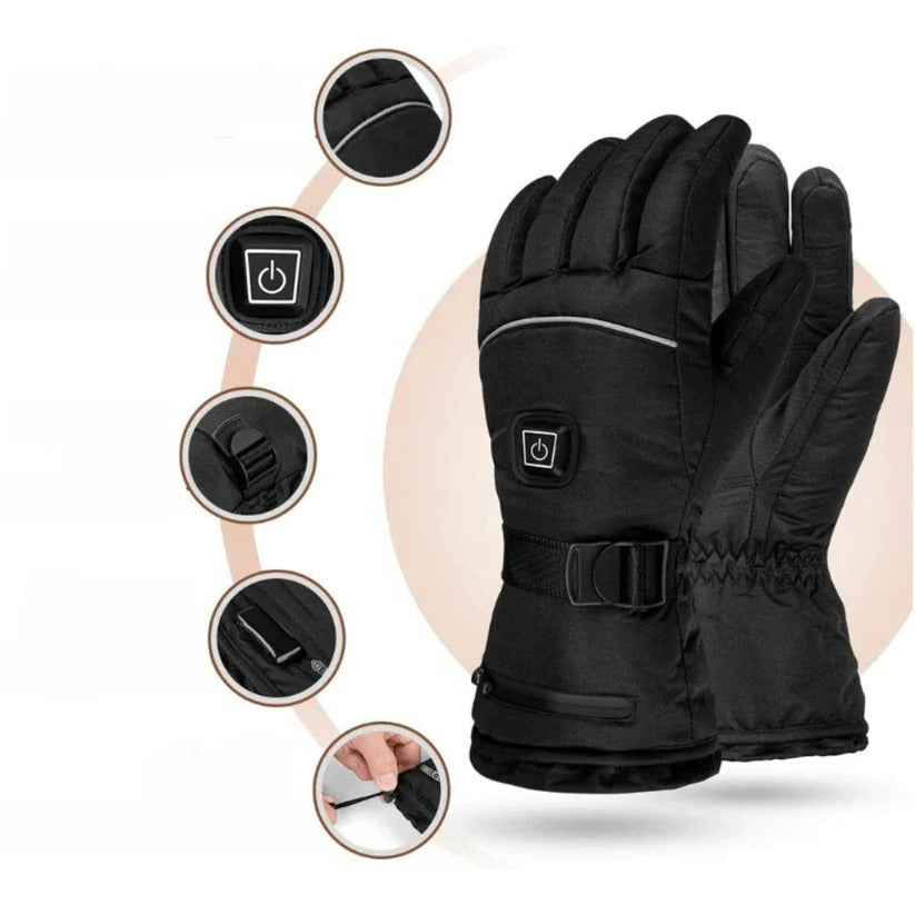 Touchscreen Heated Gloves with Three Heat Settings and Reflective Elements