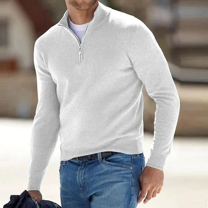 Mens Long Sleeve Sweater with Natural Fiber and Regular Fit
