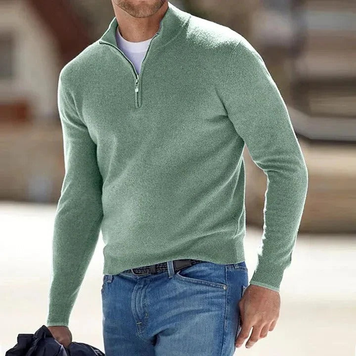 Mens Long Sleeve Sweater with Natural Fiber and Regular Fit