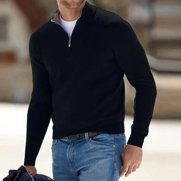 Mens Long Sleeve Sweater with Natural Fiber and Regular Fit