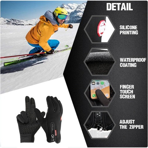 Heated Gloves with Conductive Threads and Raised Palm Grip for Winter Activities