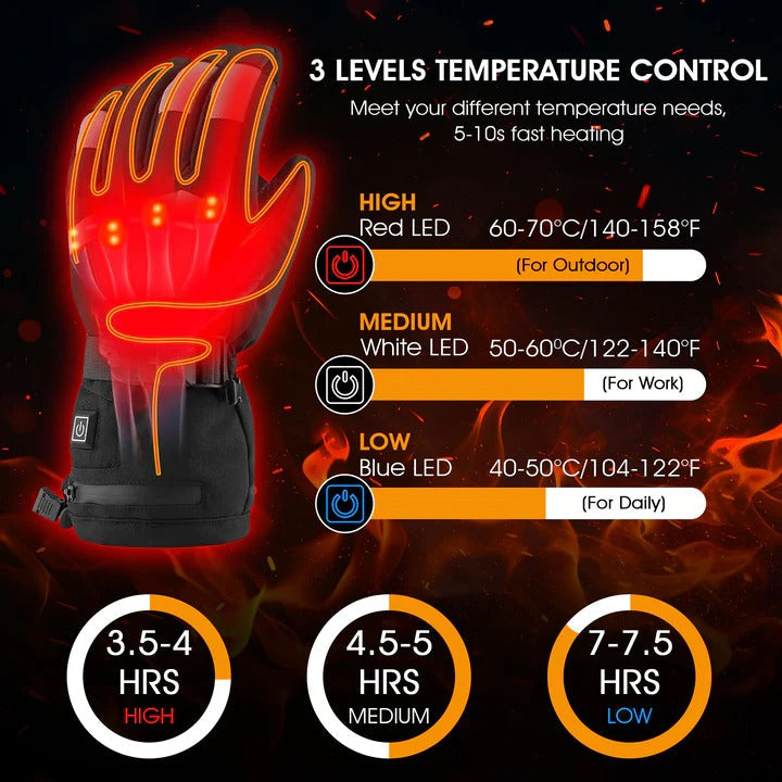 Heated Gloves with Touchscreen Fingertips and 6 Hour Battery, Far Infrared Heat
