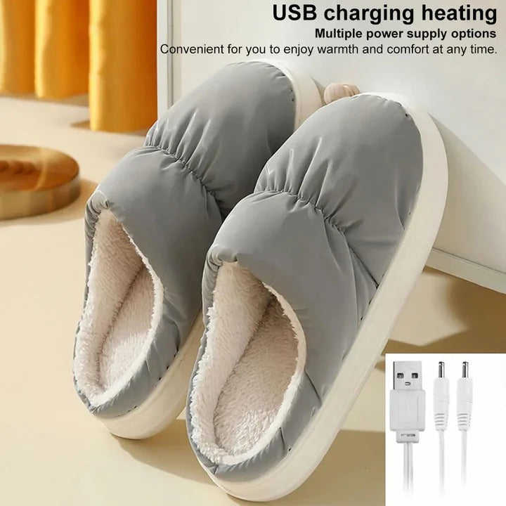 USB Heated Slippers with Breathable Plush Lining and Temperature Control
