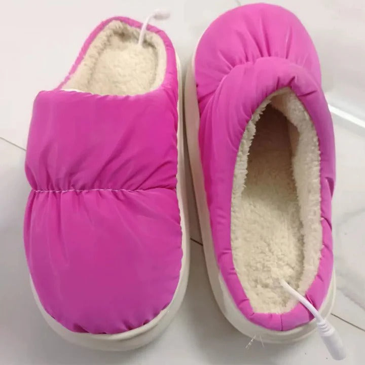 USB Heated Slippers with Breathable Plush Lining and Temperature Control