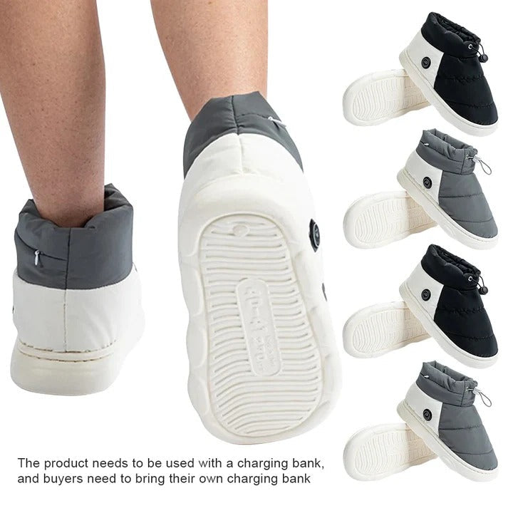USB Heated Puffer Booties with Three Heat Settings and Non-Slip Soles
