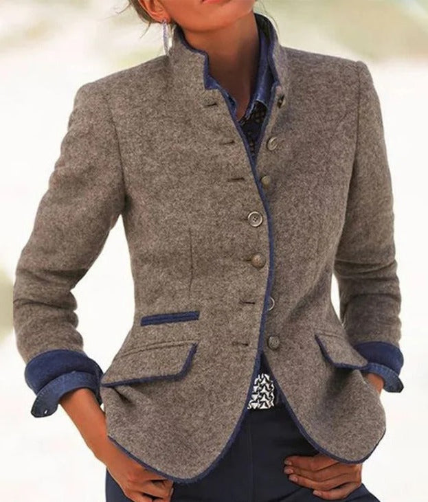 Womens Long Sleeve Jacket with Solid Color Design, Machine Washable