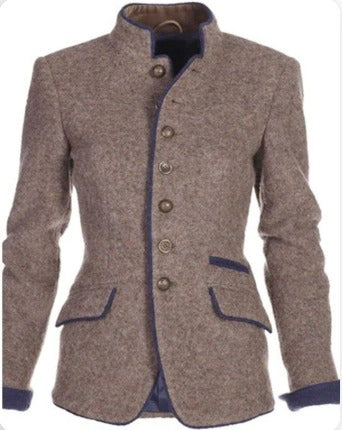 Womens Long Sleeve Jacket with Solid Color Design, Machine Washable
