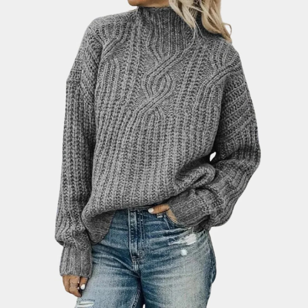 Womens Crew Neck Knit Sweater with Breathable Construction