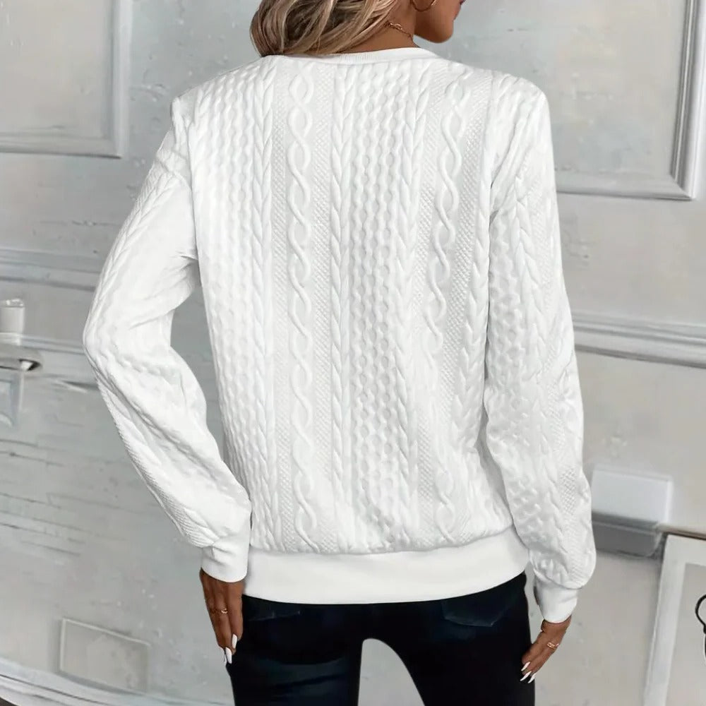 Womens Textured Sweater with Relaxed Fit and Three-Season Versatility
