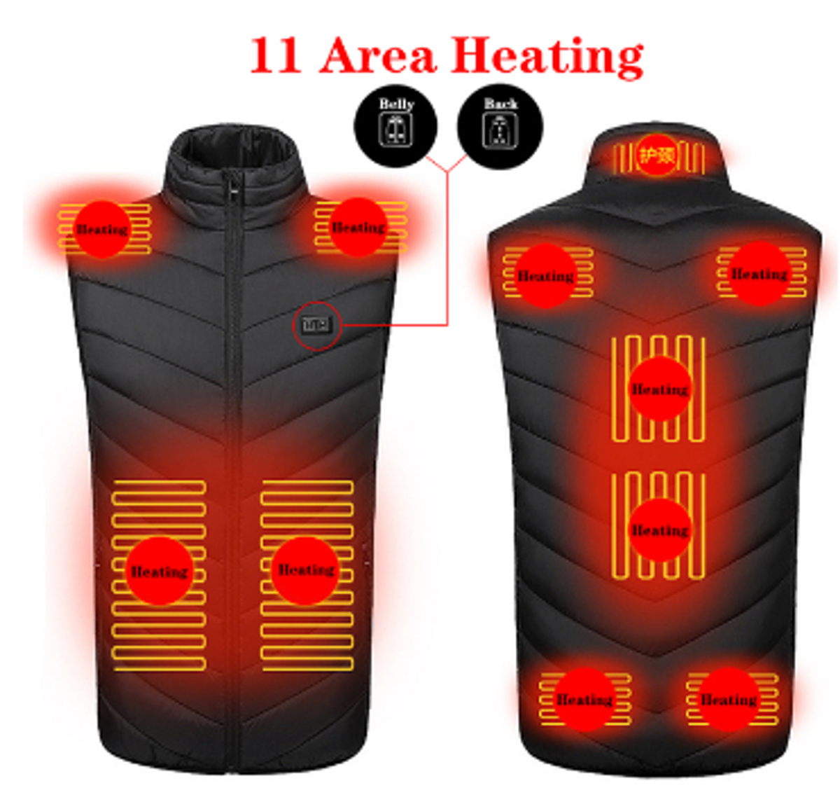 Thermal Vest with 11-Zone Carbon Fiber Heating and 12-Hour Battery