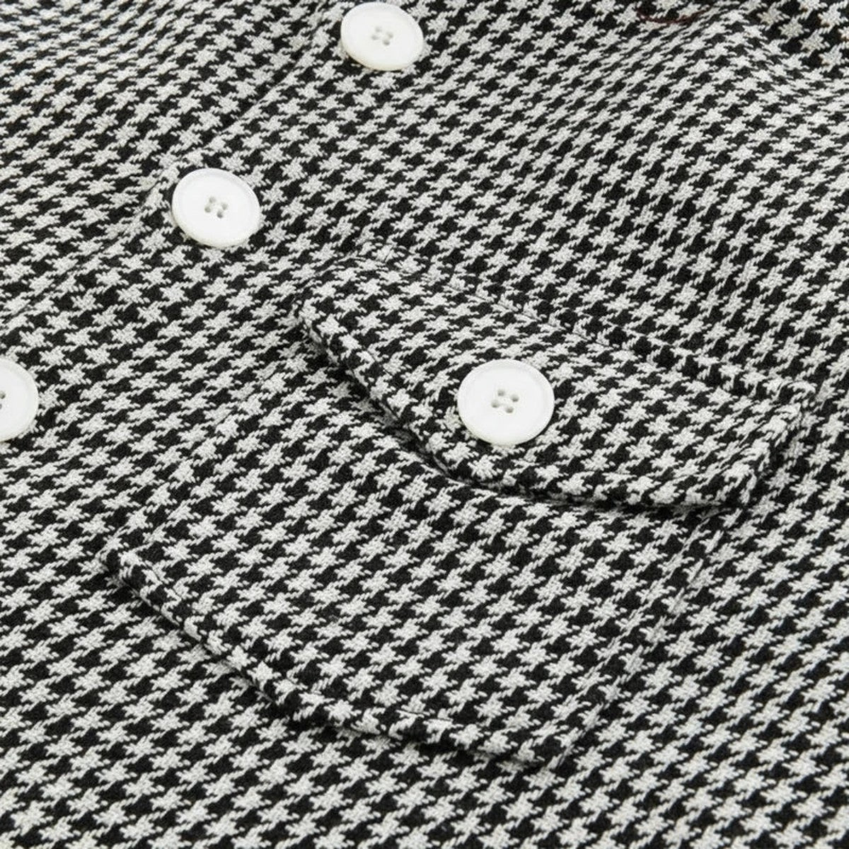 Mens Houndstooth Shirt Jacket with Button Down Front and Chest Pockets