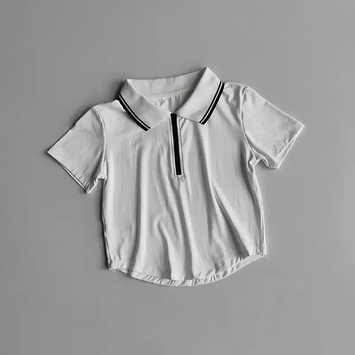 Women Athletic Polo Top and Pleated Tennis Skirt Two Piece Set with Striped Trim