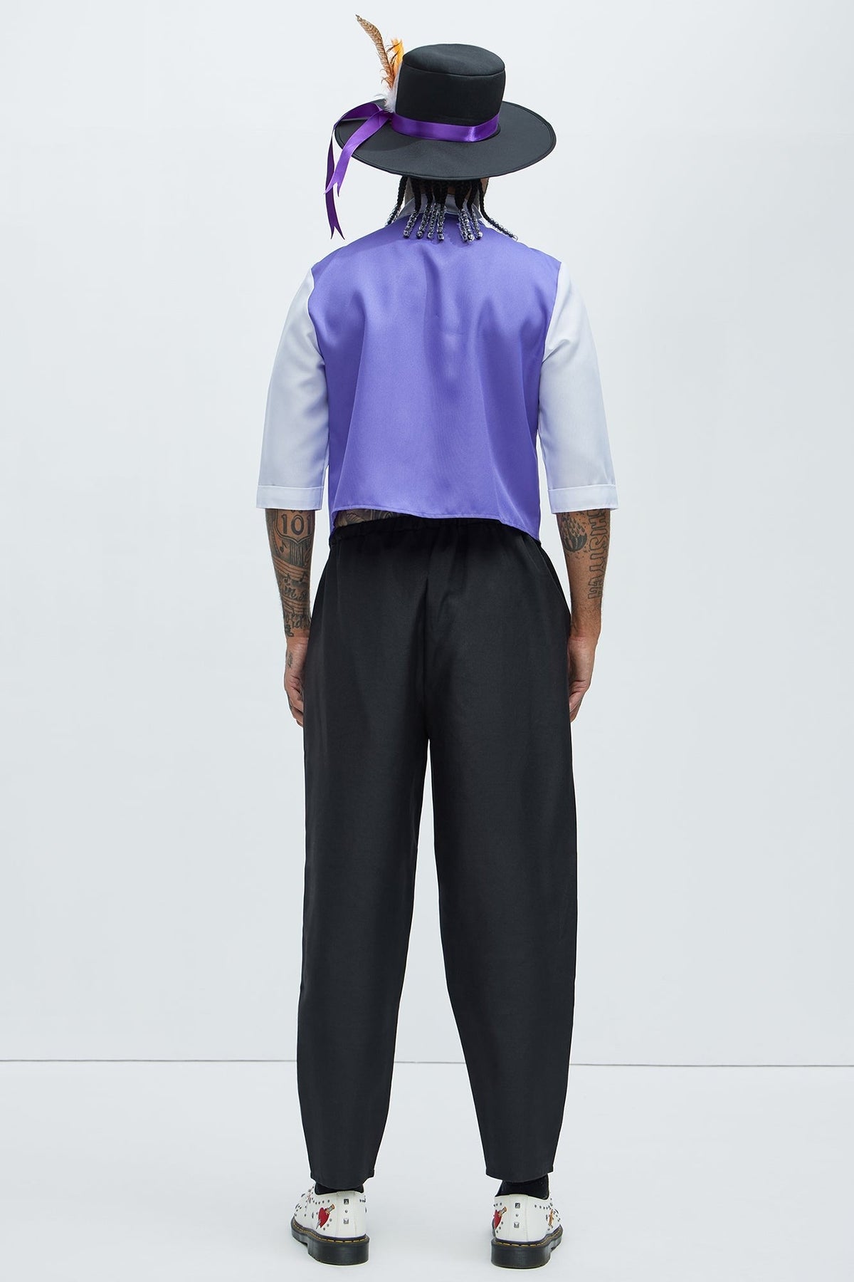Mens Ceremonial Costume Set with Purple Velvet Coat and Top Hat