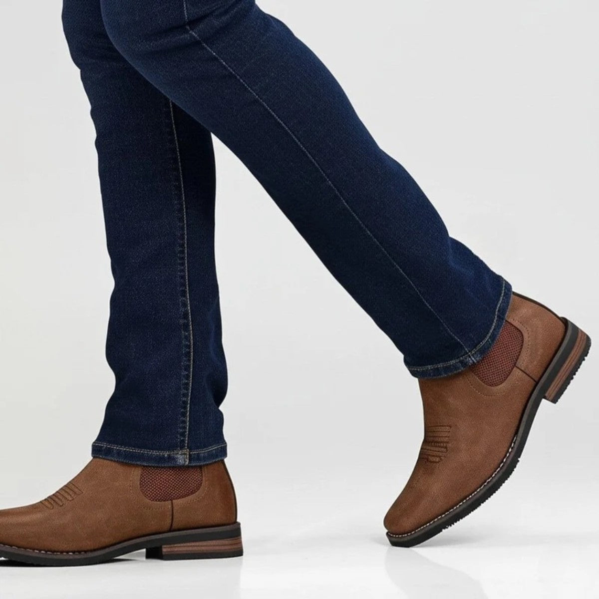 Mens Orthopedic Chelsea Boots with Elastic Side Panels and Supportive Soles