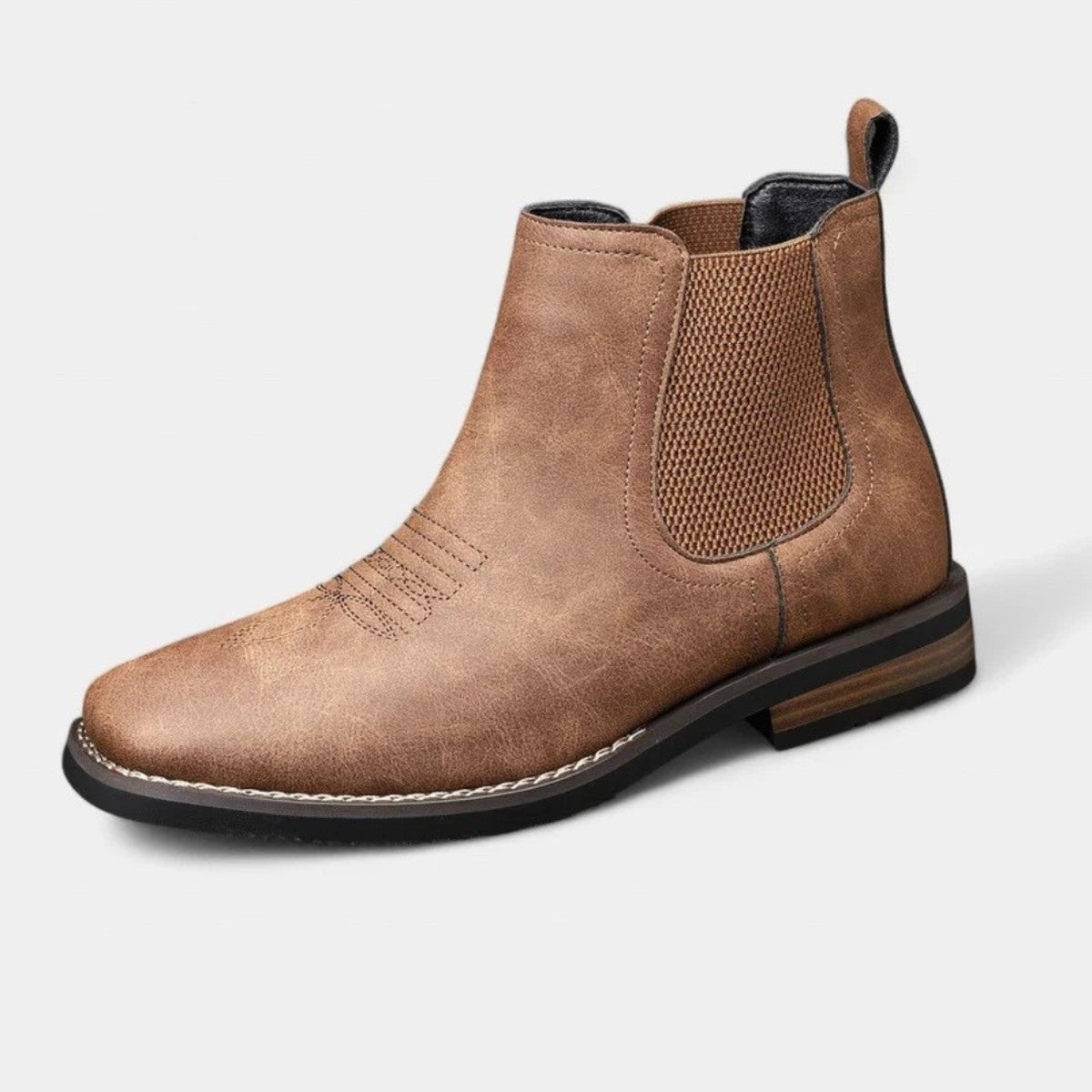 Mens Orthopedic Chelsea Boots with Elastic Side Panels and Supportive Soles