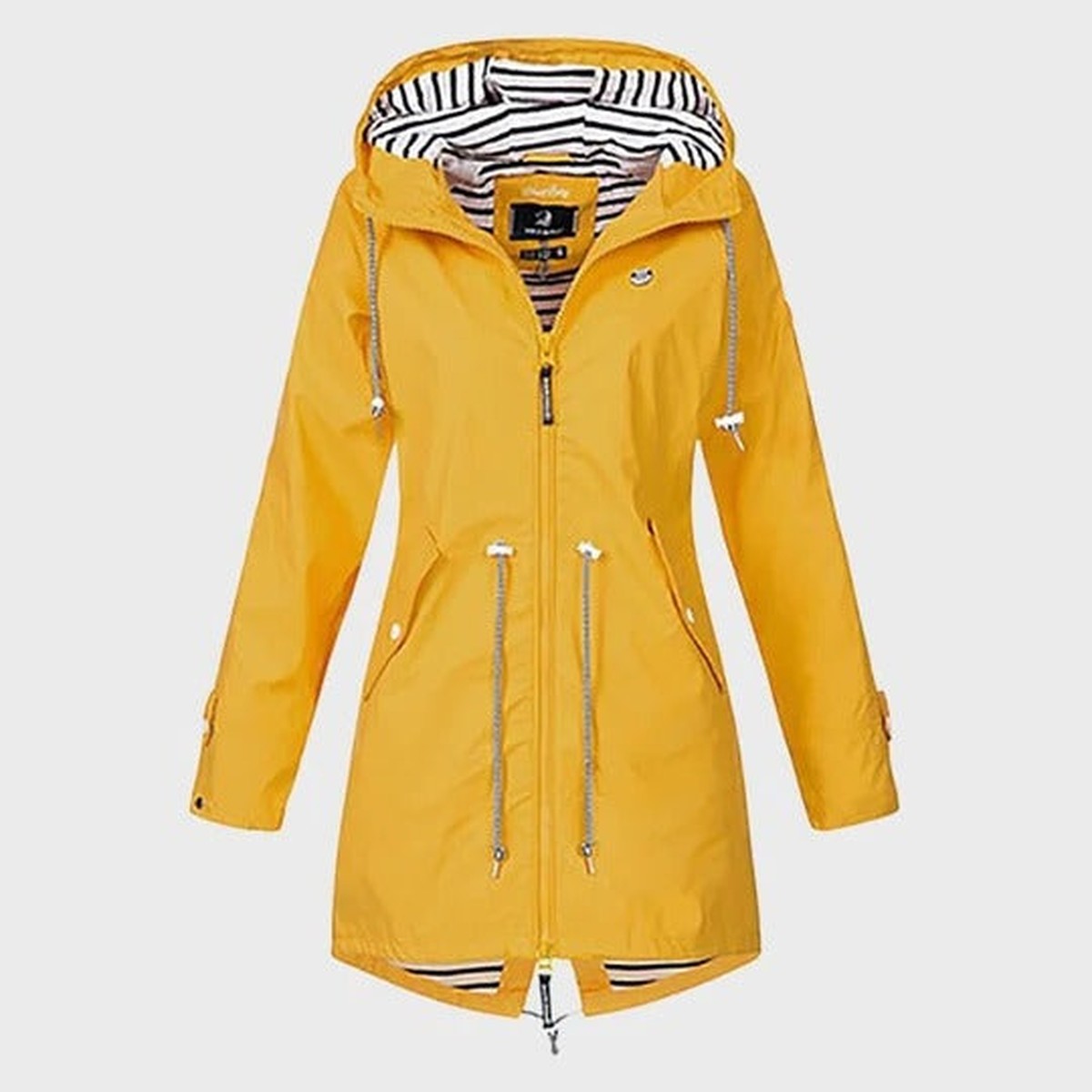 Lightweight Outdoor Raincoat with Drawstring Hood and Deep Pockets