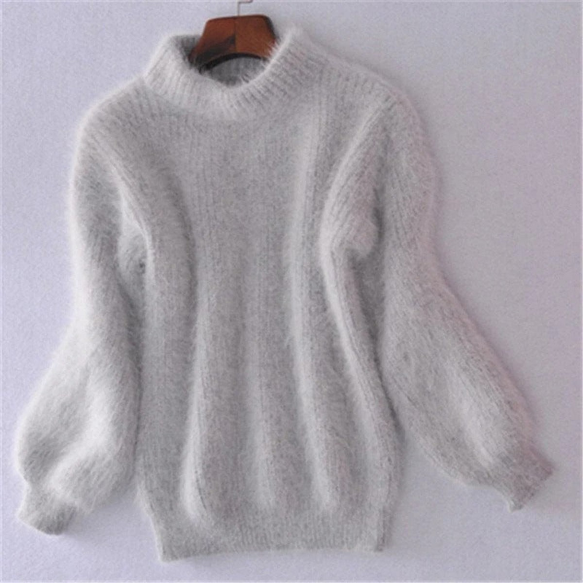 Womens Long Sleeve Knit Pullover Sweater with Textured Open Weave and Ribbed Hem