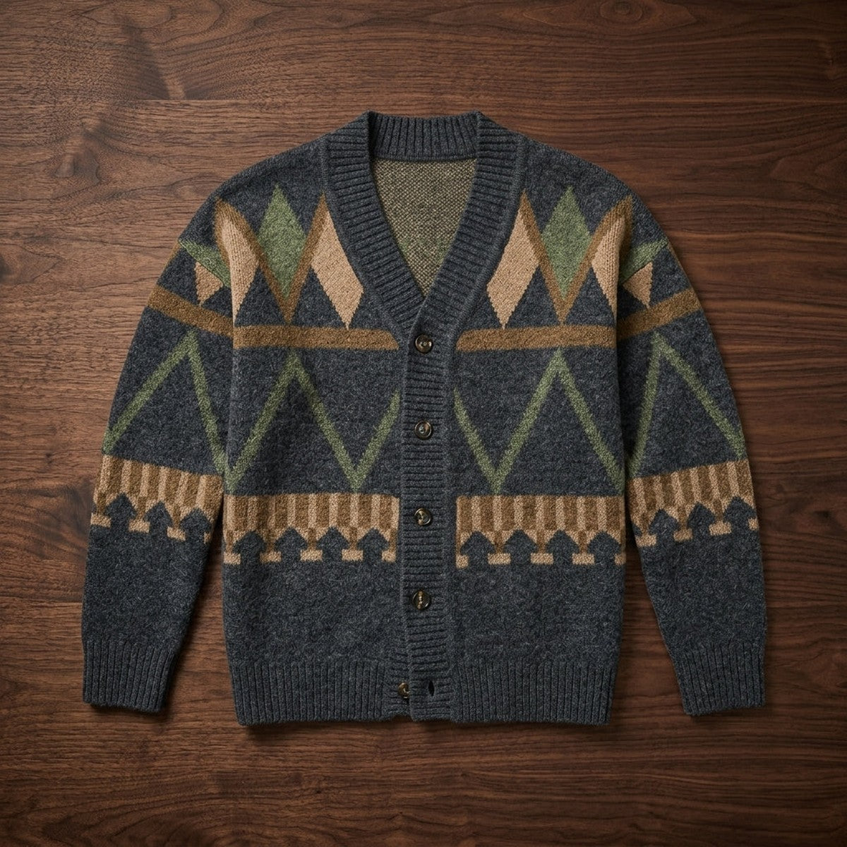 Men Knit Cardigan Sweater with Button Closure and Ribbed Trim