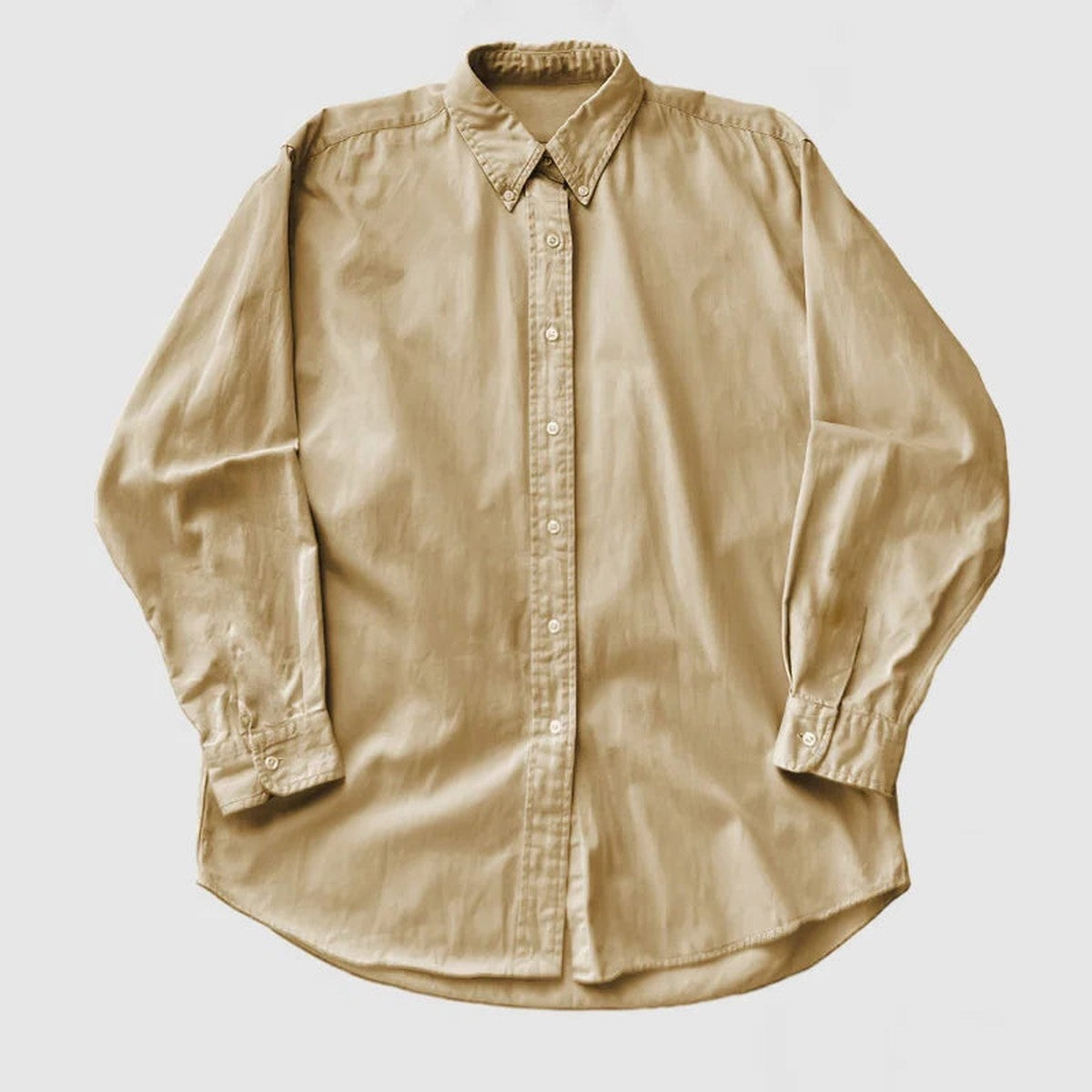Casual Cotton Linen Shirt with Band Collar and Long Sleeves