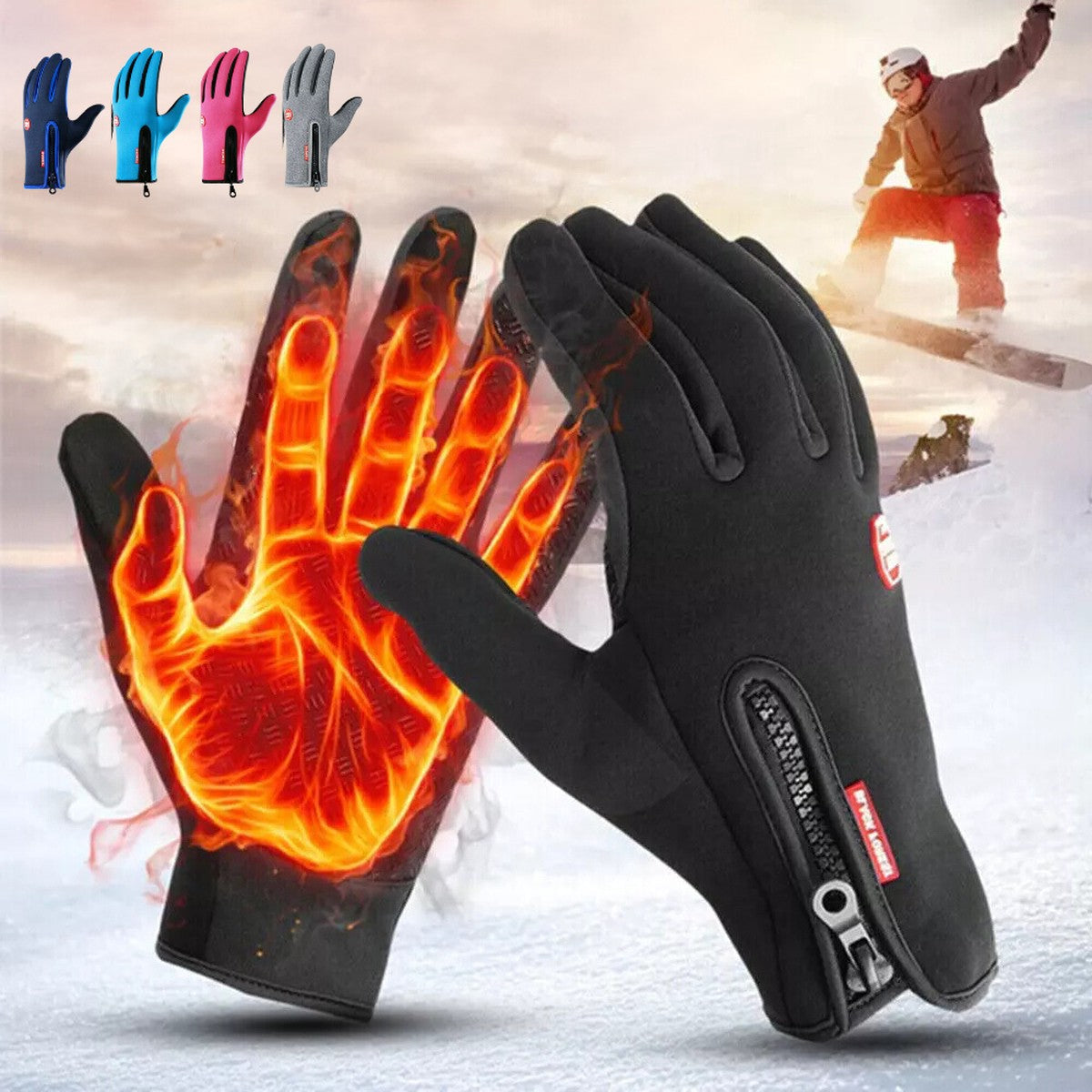 Thermal Outdoor Gloves with Fleece Lining and Touch Screen Fingertips