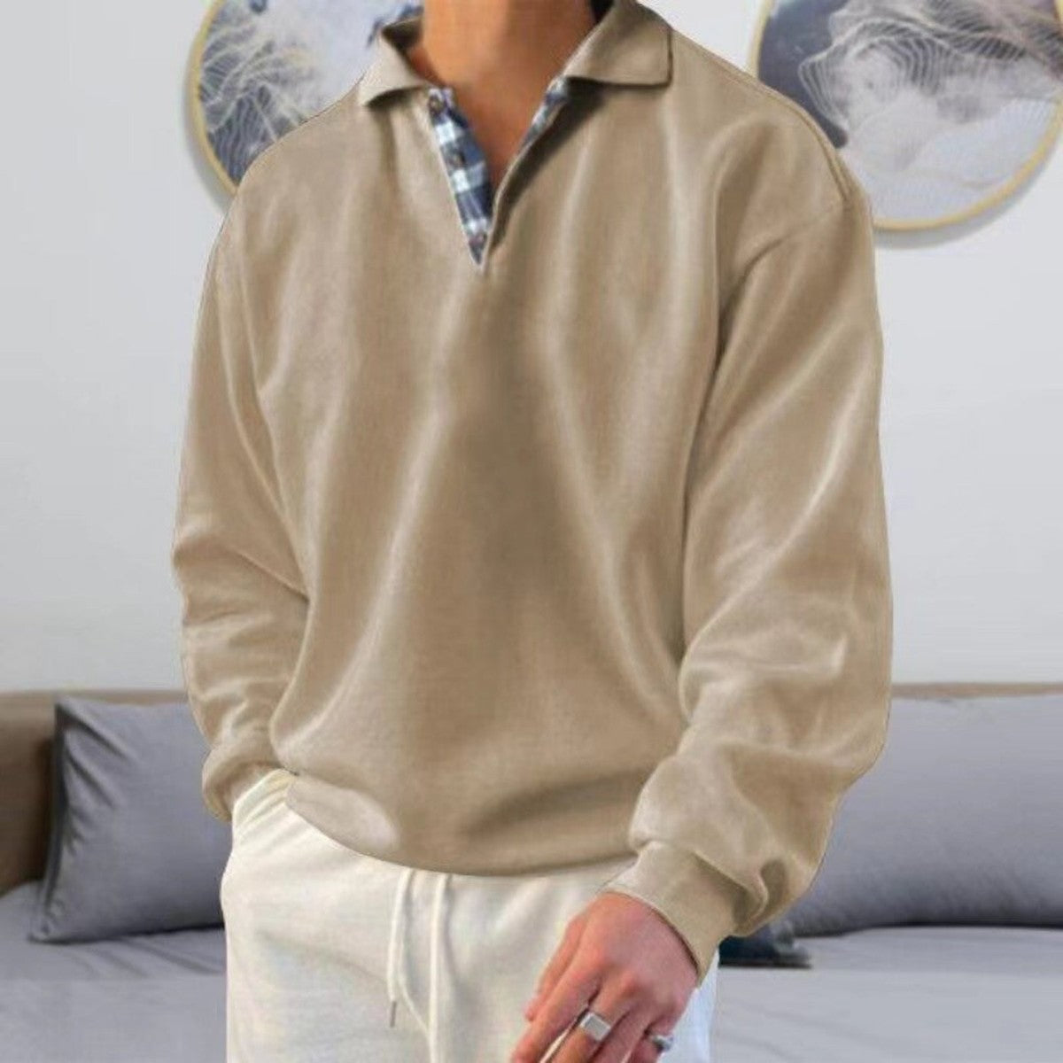 Long Sleeve Knit Polo Sweater with Structured Collar and Breathable Fabric