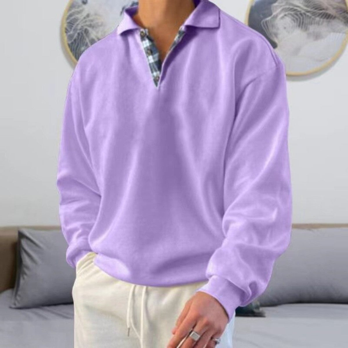 Long Sleeve Knit Polo Sweater with Structured Collar and Breathable Fabric