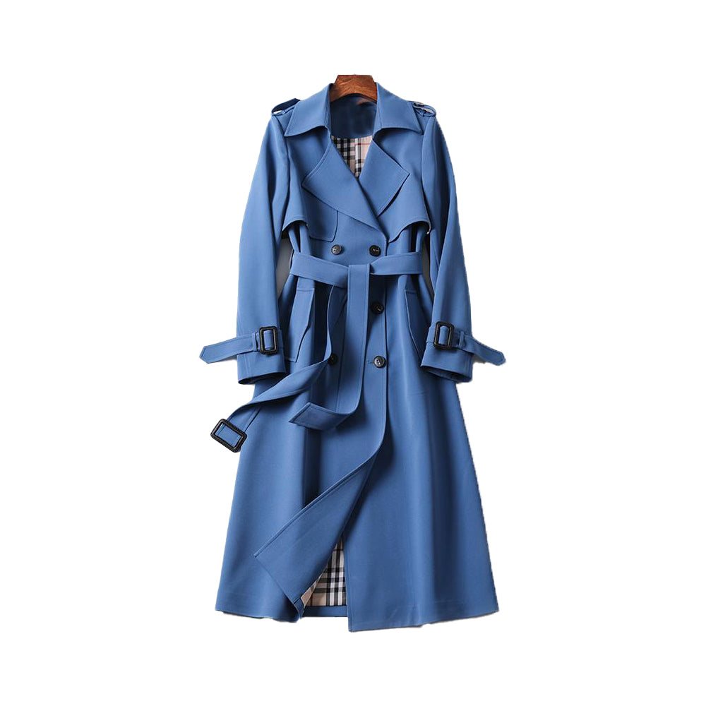Womens Trench Coat with Adjustable Belt and Double-Breasted Buttons, Moisture-Resistant