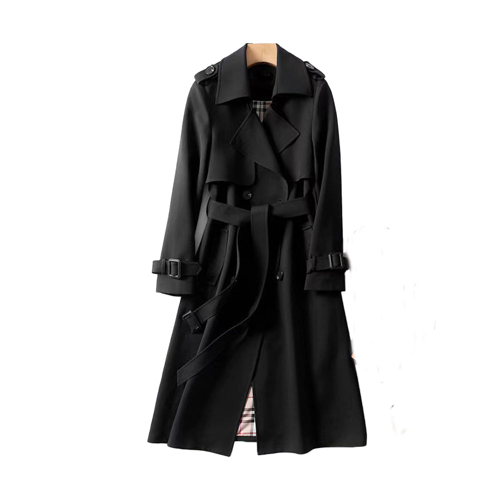 Womens Trench Coat with Adjustable Belt and Double-Breasted Buttons, Moisture-Resistant