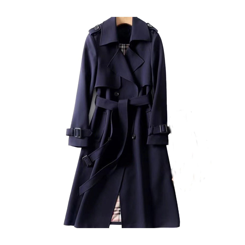 Womens Trench Coat with Adjustable Belt and Double-Breasted Buttons, Moisture-Resistant