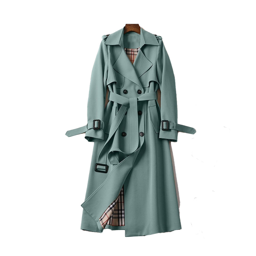 Womens Trench Coat with Adjustable Belt and Double-Breasted Buttons, Moisture-Resistant