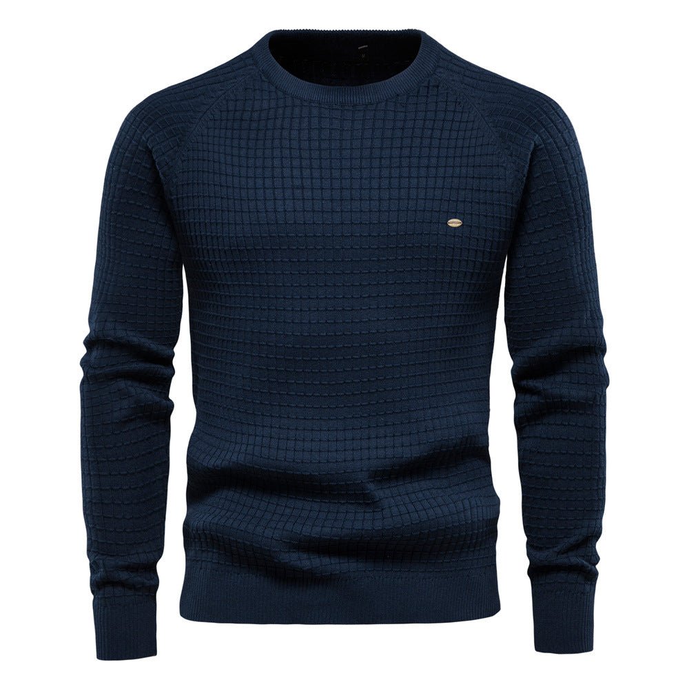 Knitted Sweater for Men with Relaxed Crewneck and Lightweight Warmth, Machine Washable