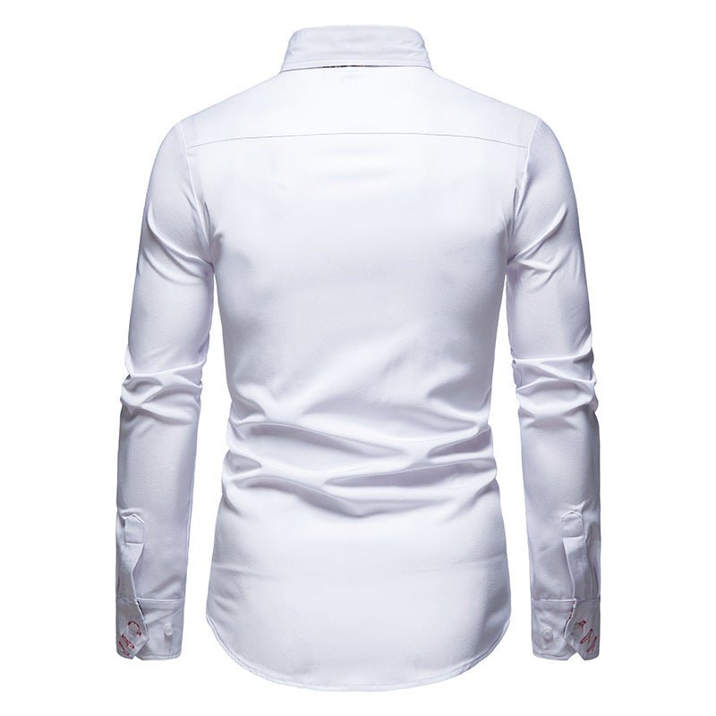 Mens Shirt with Tailored Fit and Contrasting Floral Cuffs, Lightweight Woven