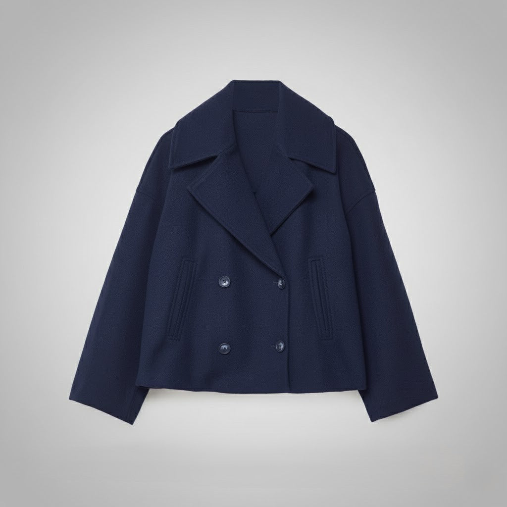 Womens Cropped Jacket with Double Button Closure and Tailored Fit, Lightweight Lining