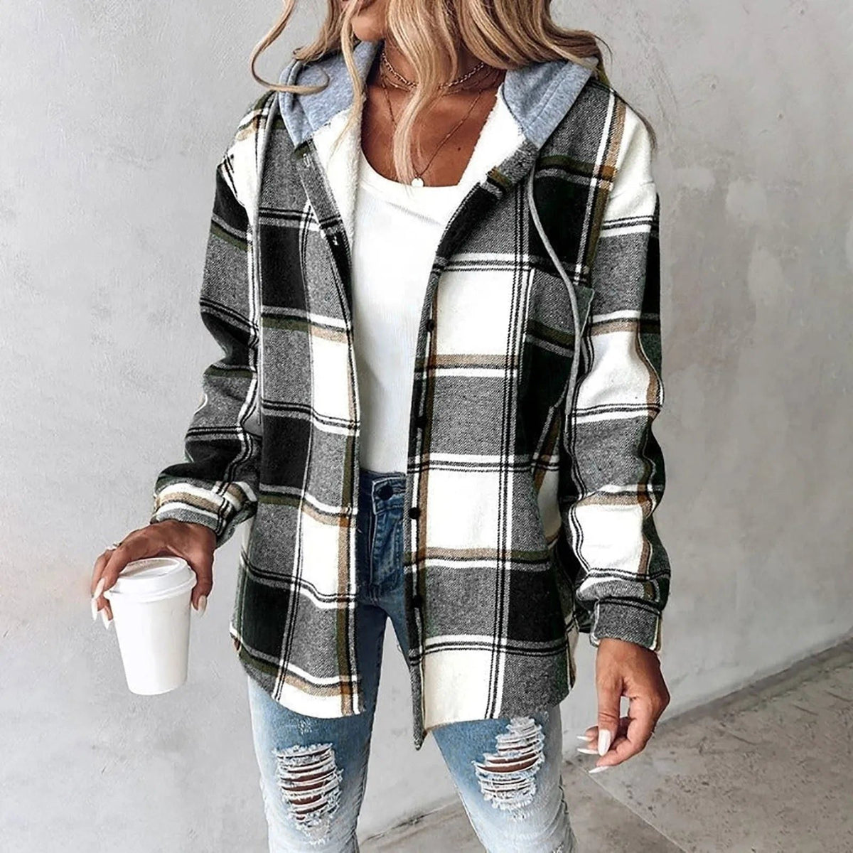 Oversized Plaid Cardigan for Women