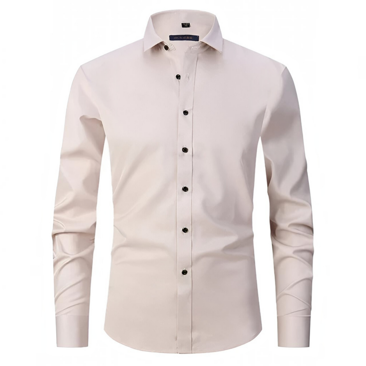 Mens Slim-Fit Long Sleeve Shirt with Breathable Cotton Blend and Full Button Front